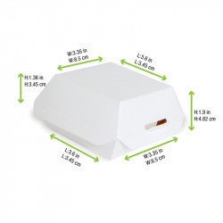 Mini boîte burger en carton blanc 9,5 x 9,5 x 5 cm x 50 unités