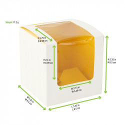 Boîte carton cup cake avec insert jaune (pour 1 pc) 8,5 x 8,5 x 8,5 cm x 100 unités