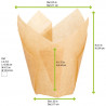 Caissette de cuisson forme tulipe en papier brun siliconé Diam: 3 cm 11 x 11 x 6 cm x 100 unités