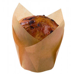 Caissette de cuisson forme tulipe en papier brun siliconé Diam: 4,5 cm 15 x 15 x 8 cm x 100 unités