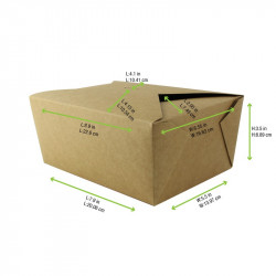 Boîte repas carton kraft laminé 2 300 ml 22,8 x 16 x 9 cm x 40 unités