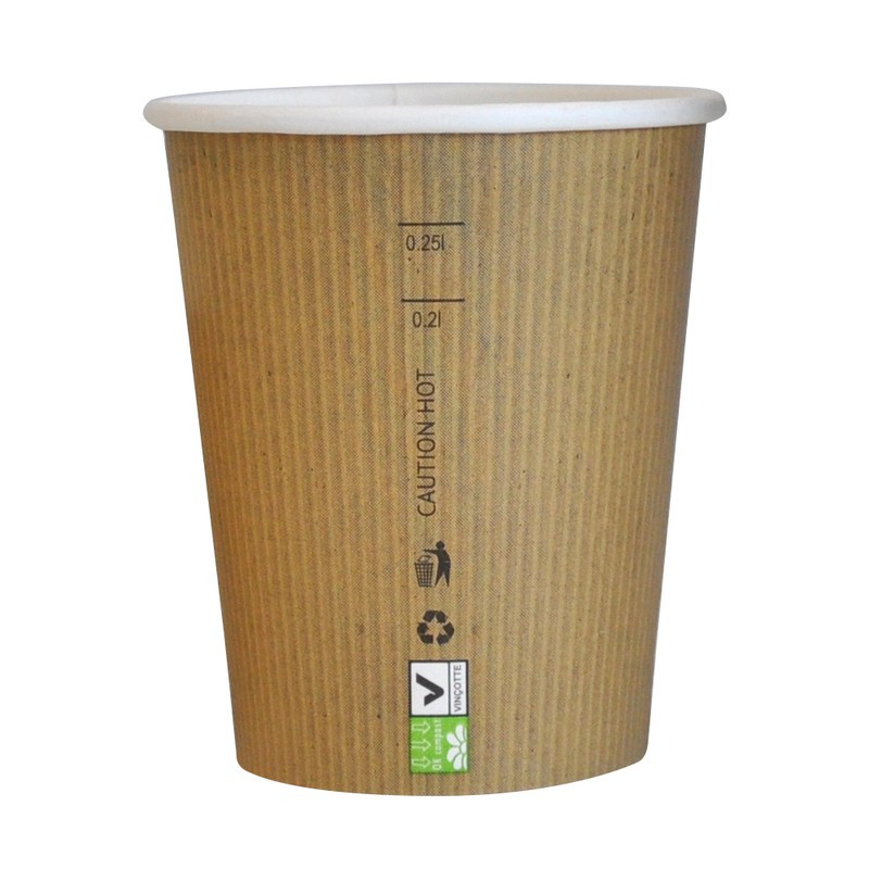 Gobelet carton PLA "Nature Cup" 230 ml Diam: 8 cm 8 x 5,6 x 9,2 cm x 50 unités
