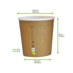 Gobelet carton PLA "Nature Cup" 120 ml Diam: 6,2 cm 6,2 x 6 x 6 cm x 50 unités