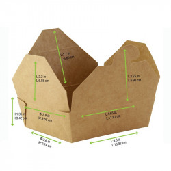 Mini boîte repas carton kraft 410 ml 11,5 x 9,8 x 3,5 cm x 50 unités