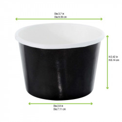 Pot carton noir chaud et froid 280 ml Diam: 9,5 cm 9,5 x 7,2 x 6,2 cm x 50 unités