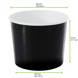 Pot carton noir chaud et froid 320 ml Diam: 9 cm 9 x 7,5 x 7 cm x 50 unités