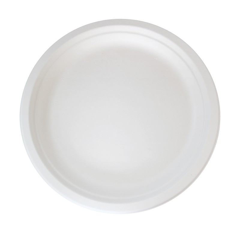 Assiette ronde blanche en pulpe Diam: 22,2 cm 22 x 22 cm x 50 unités