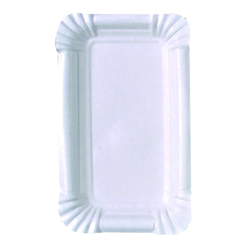 Assiette rectangulaire en carton recyclé blanc 15 x 9 cm x 250 unités