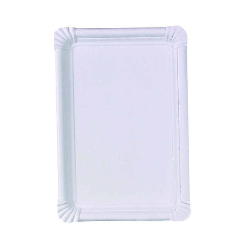 Assiette rectangulaire en carton recyclé blanc 26 x 18 cm x 250 unités