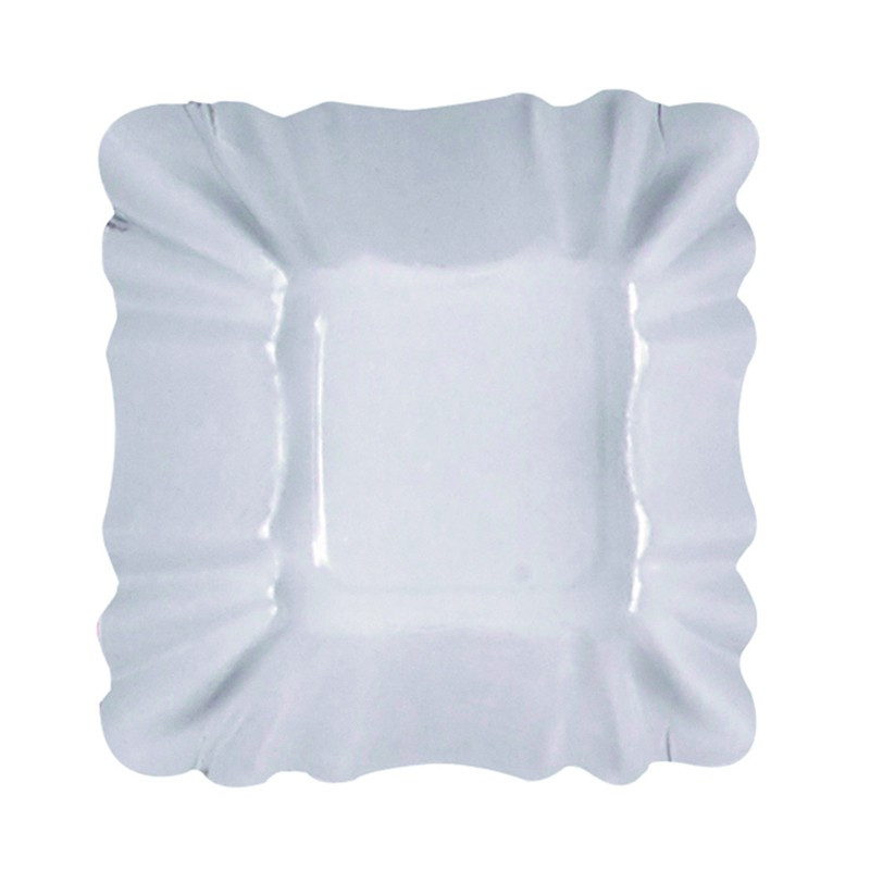 Assiette creuse carrée en carton laminé blanc 9 x 9 x 3 cm x 250 unités