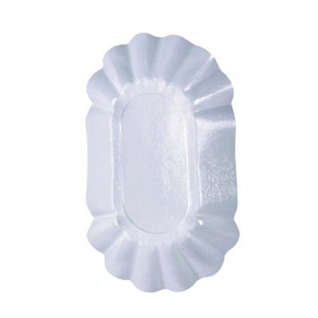 Assiette creuse ovale en carton laminé blanc 22 x 14 x 3,75 cm x 250 unités
