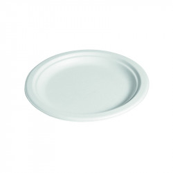 Assiette ronde blanche en pulpe Diam: 23 cm 23 x 23 cm x 25 unités