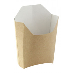 Pochette kraft brun intérieur blanc pour frites 10 x 7 x 10 cm x 100 unités
