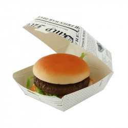 Boîte burger carton blanc décor journal 13,5 x 12,5 x 6,5 cm x 50 unités