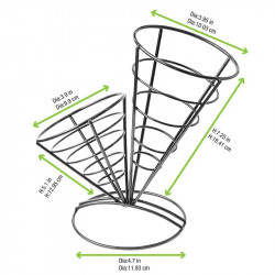 Double porte cône métal noir 26,7 x 24,1 cm x 6 unités