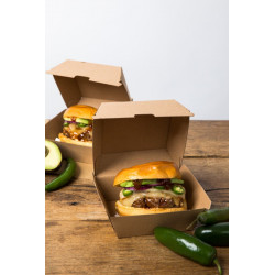 Boîte burger carton kraft brun 7,5 x 7,5 x 5 cm x 50 unités