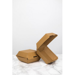 Boîte burger carton kraft brun 7,5 x 7,5 x 5 cm x 50 unités