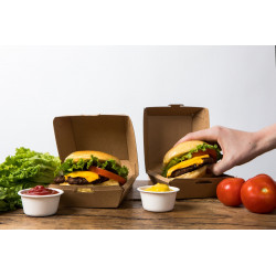 Boîte burger carton kraft brun 7,5 x 7,5 x 5 cm x 50 unités