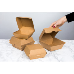 Boîte burger carton kraft brun 7,5 x 7,5 x 5 cm x 50 unités