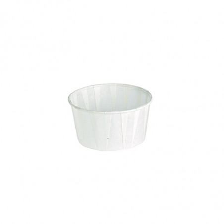 Pot papier plissé blanc avec boîte distributrice 120 ml Diam: 7,5 cm 7,5 x 6,3 x 3 cm x 200 unités