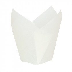 Caissette de cuisson forme tulipe en papier blanc siliconé Diam: 3 cm 11 x 11 x 6 cm x 120 unités
