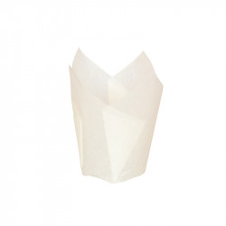 Caissette de cuisson forme tulipe en papier blanc siliconé Diam: 4,5 cm 15 x 15 x 8 cm x 120 unités