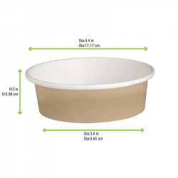 Pot "Deli" rond en carton décor brun 360 ml Diam: 11,4 cm 11,4 x 9,8 x 5,4 cm x 50 unités