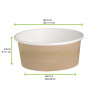 Pot "Deli" rond en carton décor brun 480 ml Diam: 11,4 cm 14,4 x 9,5 x 7,2 cm x 50 unités