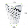 Gobelet snack refermable perforé carton blanc décor journal 270 ml Diam: 8,3 cm 8,3 x 6 x 11,8 cm x 50 unités