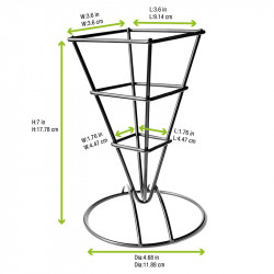 Porte cône carré métal noir 9,2 x 6,4 x 13 cm x 6 unités