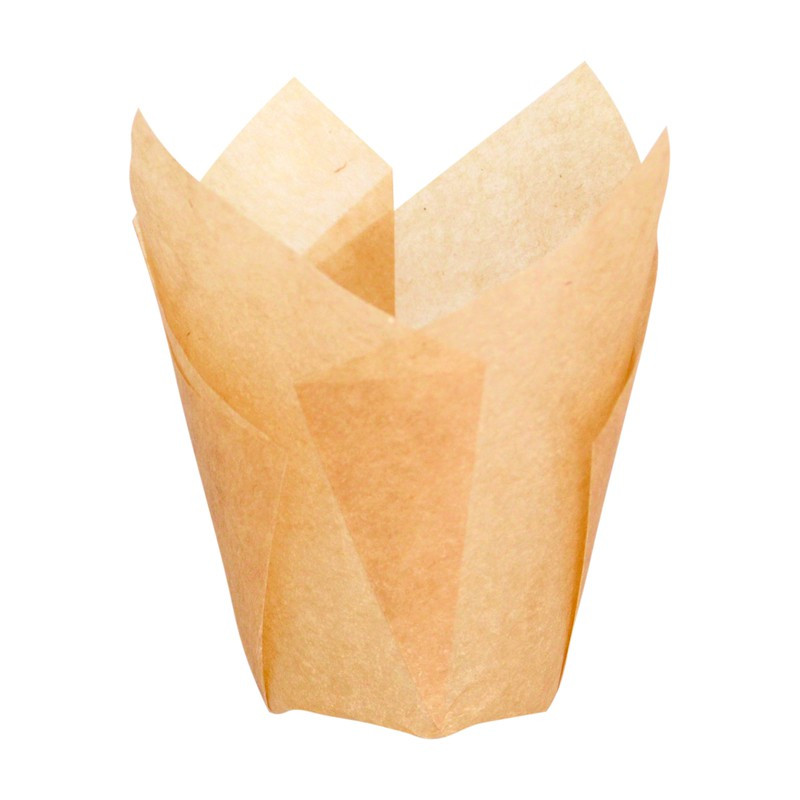 Caissette de cuisson forme tulipe en papier brun siliconé Diam: 3 cm 11 x 11 x 6 cm x 120 unités