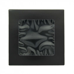 Boîte "Kray" carrée carton noir avec couvercle à fenêtre 13,5 x 13,5 x 5 cm x 25 unités