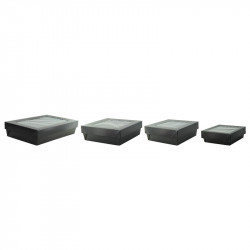 Boîte "Kray" carrée carton noir avec couvercle à fenêtre 15,5 x 15,5 x 5 cm x 25 unités