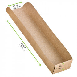 Support hot-dog en carton brun 25 x 5,5 x 3,2 cm x 50 unités