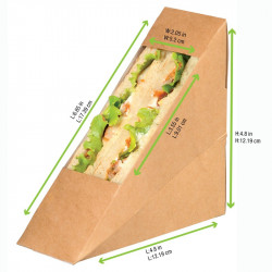 Triangle sandwich kraft simple à fenêtre 5 x 12,3 x 12,3 cm x 50 unités