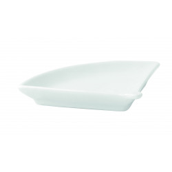 Mini plat éventail en porcelaine blanche 10 x 7,6 x 1,4 cm x 4 unités