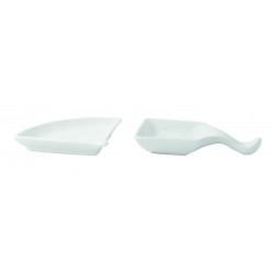 Mini plat éventail en porcelaine blanche 10 x 7,6 x 1,4 cm x 4 unités