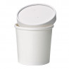 Pot carton blanc chaud et froid avec couvercle carton 490 ml Diam: 9,7 cm 9,7 x 7,5 x 10 cm x 25 unités