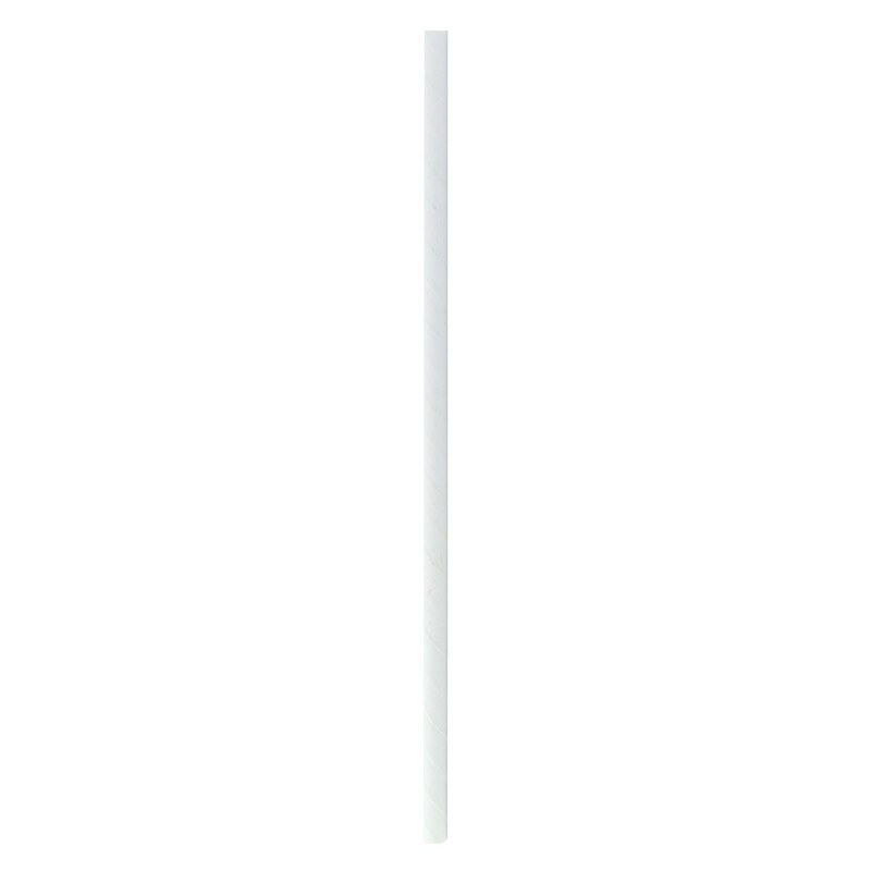 Chalumeau papier blanc Diam: 0,6 cm 0,6 x 0,6 x 19,7 cm x 500 unités