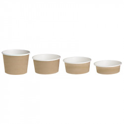 Pot "Deli" rond en carton décor brun 600 ml Diam: 11,4 cm 11,4 x 9,25 x 8,7 cm x 50 unités