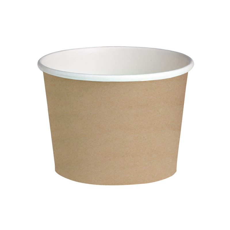 Pot "Deli" rond en carton décor brun 650 ml Diam: 11,4 cm 11,4 x 9,1 x 9,9 cm x 50 unités