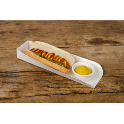 Support hot-dog en carton blanc 25 x 5,5 x 3,5 cm x 50 unités