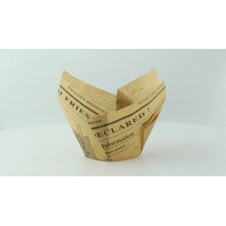 Caissette de cuisson forme tulipe en papier brun ingraissable impression journal Diam: 6 cm 17,5 x 17,5 x 9 cm x 60 unités