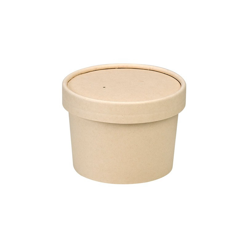 Pot carton fibre de bambou chaud et froid avec couvercle 240 ml Diam: 9 cm 9 x 6,6 x 7,5 cm x 25 unités