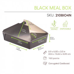 Boîte repas carton noir 2 300 ml 21,5 x 16 x 9 cm x 40 unités
