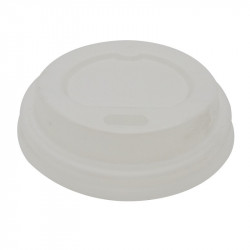 Couvercle CPLA dôme blanc avec bec Diam: 6,2 cm 6,2 x 1,5 cm x 50 unités