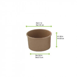 Pot carton kraft brun chaud et froid 130 ml Diam: 8 cm 8 x 6,8 x 4,4 cm x 50 unités