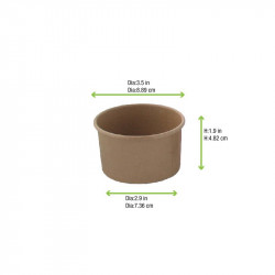 Pot carton kraft brun chaud et froid 200 ml Diam: 9 cm 9 x 7,4 x 4,8 cm x 50 unités