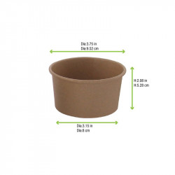 Pot carton kraft brun chaud et froid 270 ml Diam: 9,6 cm 9,6 x 8 x 5,3 cm x 50 unités
