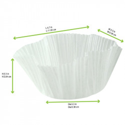 Caissette papier de cuisson ronde blanche siliconée Diam: 8,8 cm 8,8 x 6 cm x 100 unités